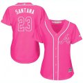 Women Atlanta Braves #23 Danny Santana Replica Pink Fashion Cool Base MLB Jersey