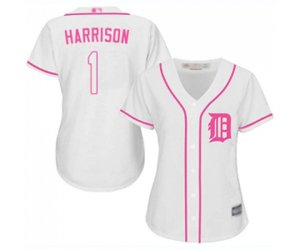 Women\'s Detroit Tigers #1 Josh Harrison Authentic White Fashion Cool Base Baseball Jersey