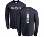 New England Patriots #10 Josh Gordon Navy Blue Backer Long Sleeve T-Shirt