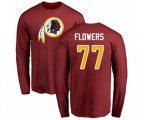 Washington Redskins #77 Ereck Flowers Maroon Name & Number Logo Long Sleeve T-Shirt