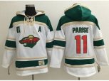 Minnesota Wild #11 Zach Parise White Sawyer Hooded Sweatshirt Stitched NHL Jersey