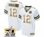 Green Bay Packers #12 Aaron Rodgers Elite White Super Bowl 50 Collection Football Jersey