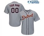 Detroit Tigers Customized Replica Grey Road Cool Base Baseball Jersey