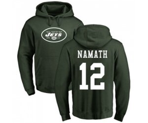 New York Jets #12 Joe Namath Green Name & Number Logo Pullover Hoodie