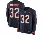 Chicago Bears #32 David Montgomery Limited Navy Blue Therma Long Sleeve Football Jersey