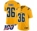 Los Angeles Chargers #36 Roderic Teamer Limited Gold Inverted Legend 100th Season Football Jersey