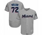 Miami Marlins Kyle Keller Grey Road Flex Base Authentic Collection Baseball Player Jersey