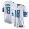 Detroit Lions #18 Jeff Locke Game White NFL Jersey