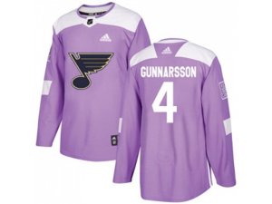 Adidas St. Louis Blues #4 Carl Gunnarsson Purple Authentic Fights Cancer Stitched NHL Jersey