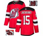 New Jersey Devils #15 Jamie Langenbrunner Authentic Red Fashion Gold Hockey Jersey