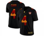 Las Vegas Raiders #4 Derek Carr Men Black Nike Red Orange Stripe Vapor Limited NFL Jersey