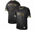 Texas Rangers #3 Delino DeShields Authentic Black Gold Fashion Baseball Jersey
