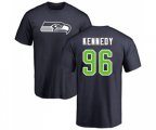 Seattle Seahawks #96 Cortez Kennedy Navy Blue Name & Number Logo T-Shirt