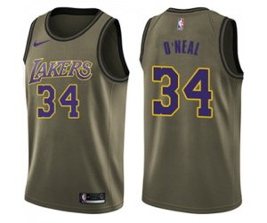 Los Angeles Lakers #34 Shaquille O\'Neal Swingman Green Salute to Service NBA Jersey
