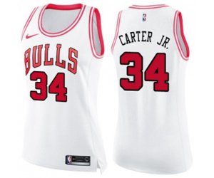 Women\'s Chicago Bulls #34 Wendell Carter Jr. Swingman White Pink Fashion Basketball Jersey