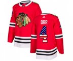 Chicago Blackhawks #4 Bobby Orr Authentic Red USA Flag Fashion NHL Jersey