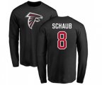 Atlanta Falcons #8 Matt Schaub Black Name & Number Logo Long Sleeve T-Shirt
