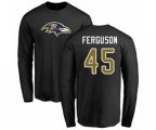 Baltimore Ravens #45 Jaylon Ferguson Black Name & Number Logo Long Sleeve T-Shirt
