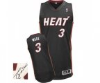 Miami Heat #3 Dwyane Wade Authentic Black Road Autographed Basketball Jersey
