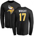 Minnesota Vikings #17 Jarius Wright Black Name & Number Logo Long Sleeve T-Shirt
