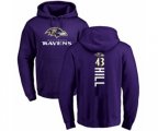 Baltimore Ravens #43 Justice Hill Purple Backer Pullover Hoodie