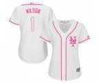 Women's New York Mets #1 Mookie Wilson Authentic White Fashion Cool Base Baseball Jersey