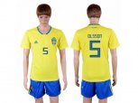 Sweden #5 Olsson Home Soccer Country Jersey