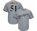 Milwaukee Brewers Freddy Peralta Replica Grey Road Cool Base Baseball Player Jersey