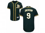 Oakland Athletics #9 Reggie Jackson Green Flexbase Authentic Collection MLB Jersey
