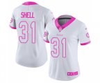 Women Pittsburgh Steelers #31 Donnie Shell Limited White Pink Rush Fashion Football Jersey