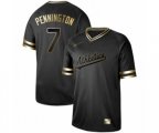 Oakland Athletics #7 Cliff Pennington Authentic Black Gold Fashion Baseball Jersey