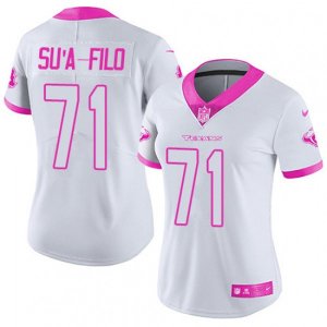 Women Houston Texans #71 Xavier Su\'a-Filo Limited White Pink Rush Fashion NFL Jersey