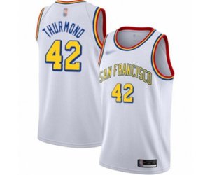 Golden State Warriors #42 Nate Thurmond Authentic White Hardwood Classics Basketball Jersey - San Francisco Classic Edition