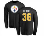 Pittsburgh Steelers #36 Jerome Bettis Black Name & Number Logo Long Sleeve T-Shirt