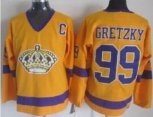 Los Angeles Kings #99 Wayne Gretzky Yellow CCM Throwback Stitched Hockey Jersey