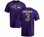 Baltimore Ravens #3 Robert Griffin III Purple Name & Number Logo T-Shirt