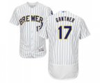 Milwaukee Brewers #17 Jim Gantner White Home Flex Base Authentic Collection Baseball Jersey