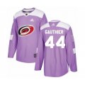 Carolina Hurricanes #44 Julien Gauthier Authentic Purple Fights Cancer Practice Hockey Jersey