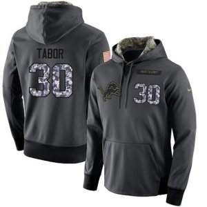 Detroit Lions #30 Teez Tabor Stitched Black Anthracite Salute to Service Player Performance Hoodie