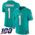 Miami Dolphins #1 Tua Tagovailoa Aqua Green Team Color Stitched 100th Season Vapor Untouchable Limited Jersey