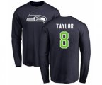Seattle Seahawks #8 Jamar Taylor Navy Blue Name & Number Logo Long Sleeve T-Shirt