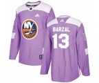 New York Islanders #13 Mathew Barzal Authentic Purple Fights Cancer Practice NHL Jersey