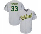 Oakland Athletics #33 Jose Canseco Replica Grey Road Cool Base Baseball Jersey