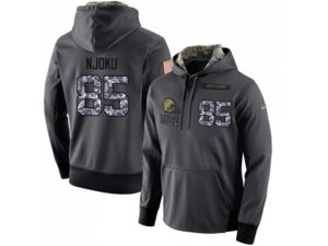 Cleveland Browns #85 David Njoku Stitched Black Anthracite Salute to Service Player Performance Hoodie