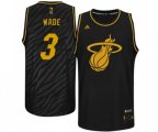 Miami Heat #3 Dwyane Wade Authentic Black Precious Metals Fashion Basketball Jersey
