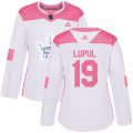 Women Toronto Maple Leafs #19 Joffrey Lupul Authentic White Pink Fashion NHL Jersey