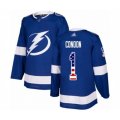 Tampa Bay Lightning #1 Mike Condon Authentic Blue USA Flag Fashion Hockey Jersey