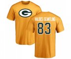 Green Bay Packers #83 Marquez Valdes-Scantling Gold Name & Number Logo T-Shirt