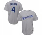 Kansas City Royals #4 Alex Gordon Replica Grey Road Cool Base Baseball Jersey