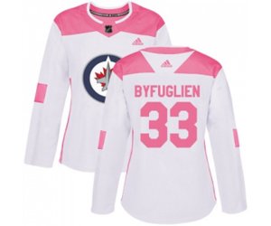 Women Winnipeg Jets #33 Dustin Byfuglien Authentic White Pink Fashion NHL Jersey